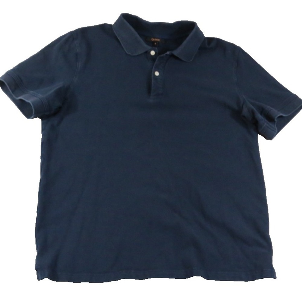 Quince Polo Shirt Men Small Navy Solid Slim Fit Cotton Slit Golf Performance
